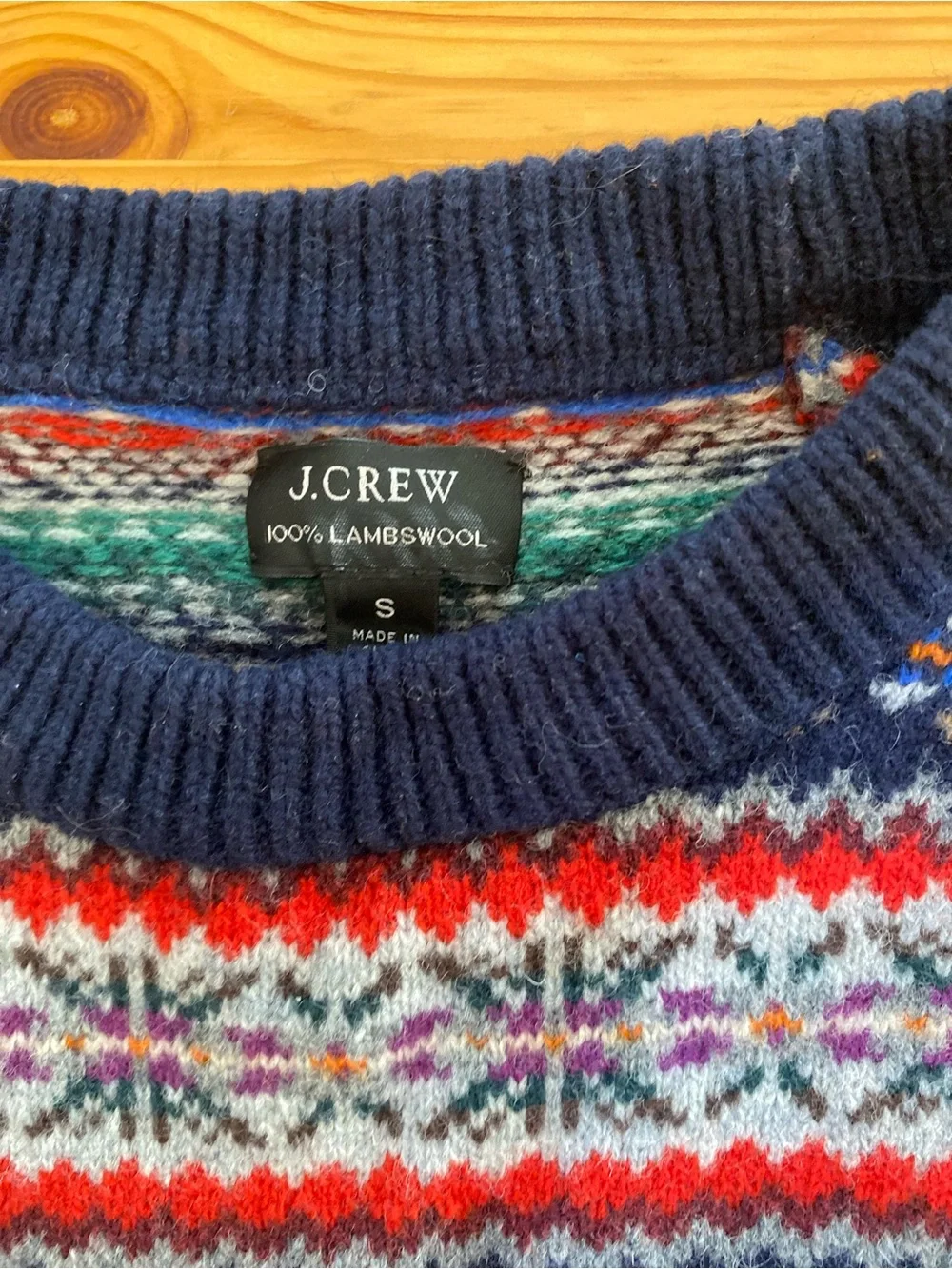 J. Crew Fair Isle Lambswool Crewneck Sweater Size Small